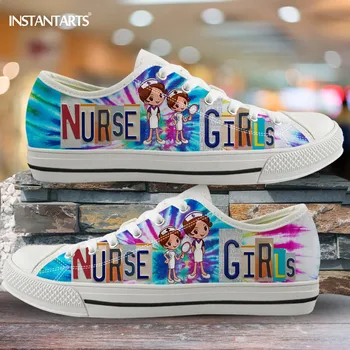 

INSTANTARTS Tie Dye Nurse Girl Pattern Women Flats Shoes Low Top Vulcanized Shoe Summer Autumn Breathable Walk Sneaker Mujer