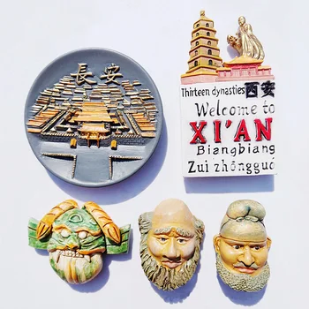 

Dayan Pagoda Changan Ancient City Xi'an Tang Sancai Cultural Relics Imitation Resin Fridge Magnet Sticker Travel Souvenir