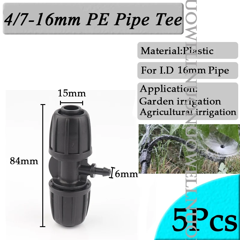 5pcs 16mm Garden Irrigation Tube Connector POM Watering Hose Nut Elbow Tee Connectors Agricultural irrigation PE Pipe Joints