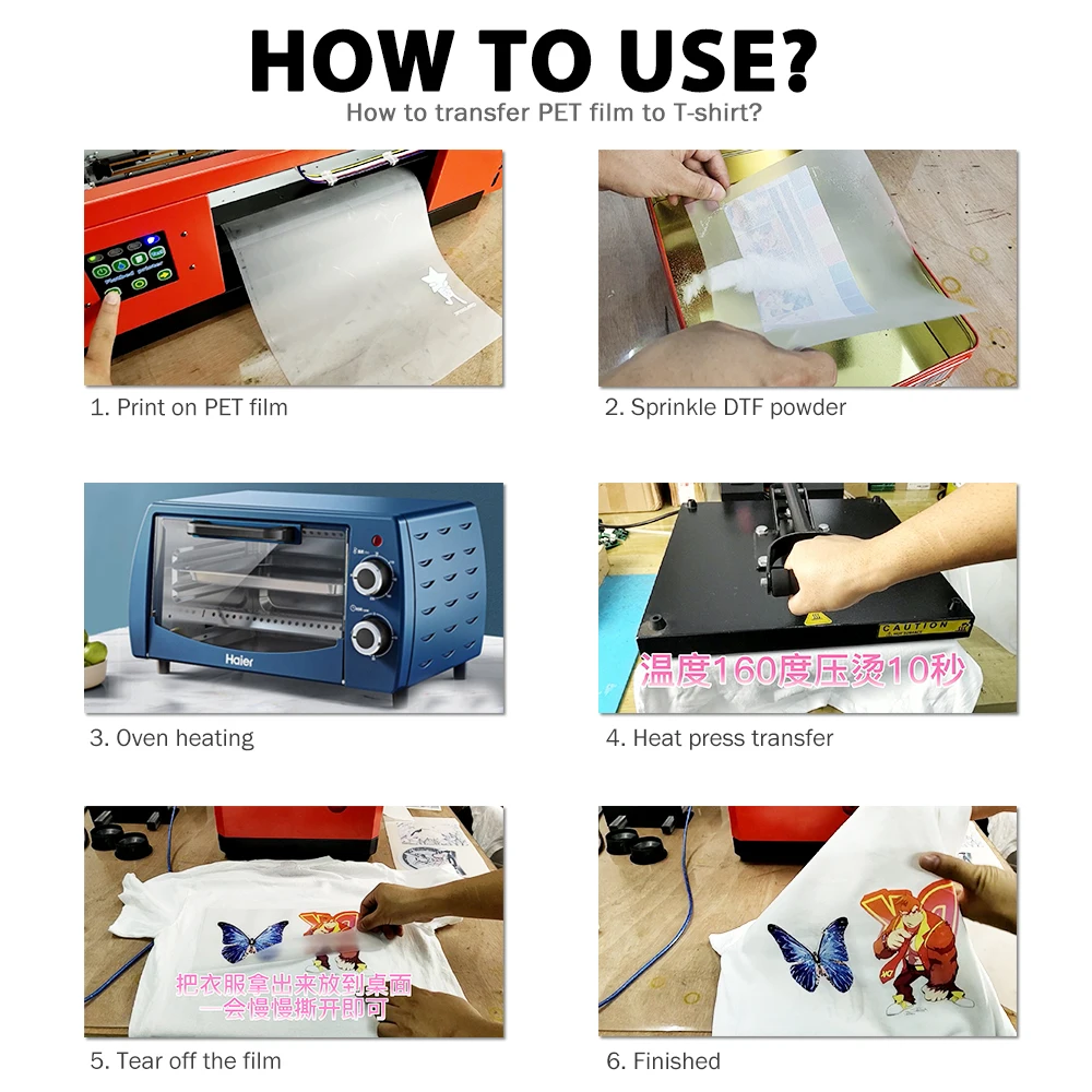 30cm * 5m DTF 롤 유형 PET 전사 필름 Epson L1800 R1390 P400 DTF 프린터 회전 스탠드 롤 필름 A2 R2880 4800 7800