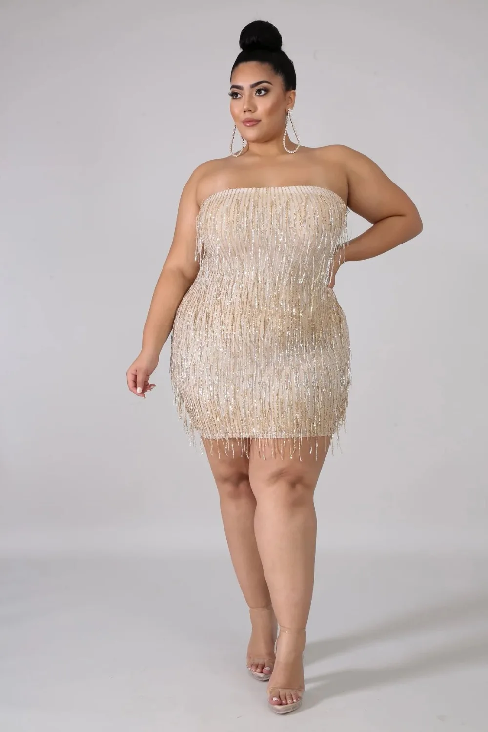 Xl-5XL Mini Dress Sequined Off The Shoulder  Robe Sexy Party & Clubwear Sleeveless Plus Size Women Party Out (14)