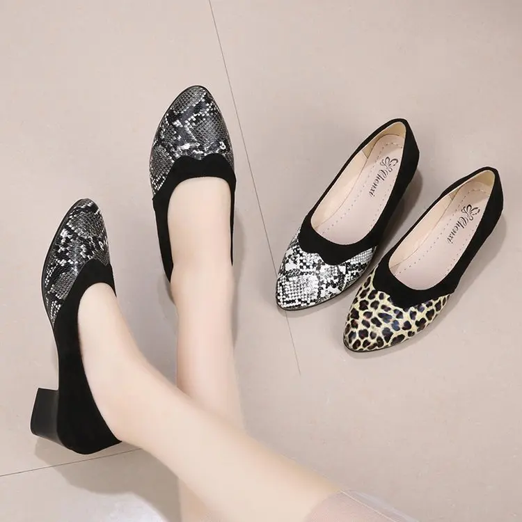 

Shoes Women's 2020 New Style Spring Western Style Pointed Shallow Mouth Mixed Colors Versatile Semi-high Heeled Chunky-Heel Vers