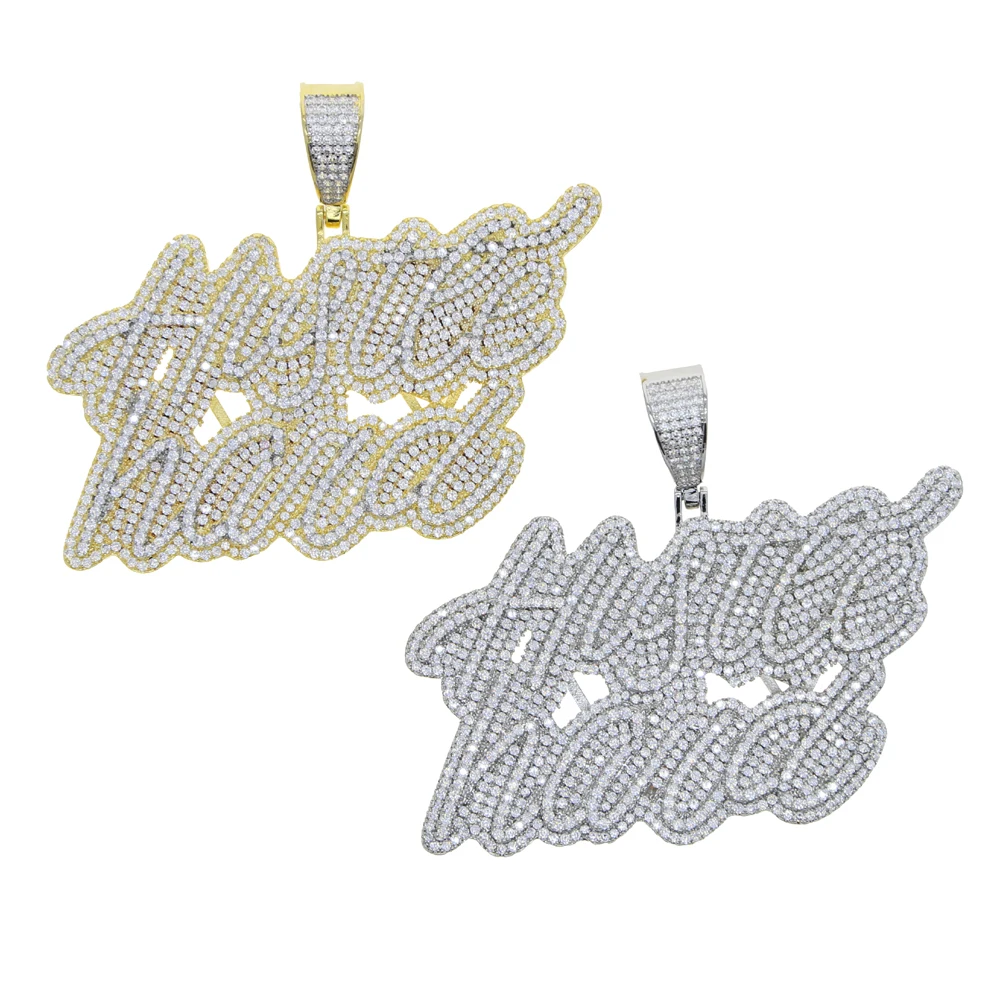 Hip Hop Bling 5A Cubic Zircon Full Paved Iced Out Cursive