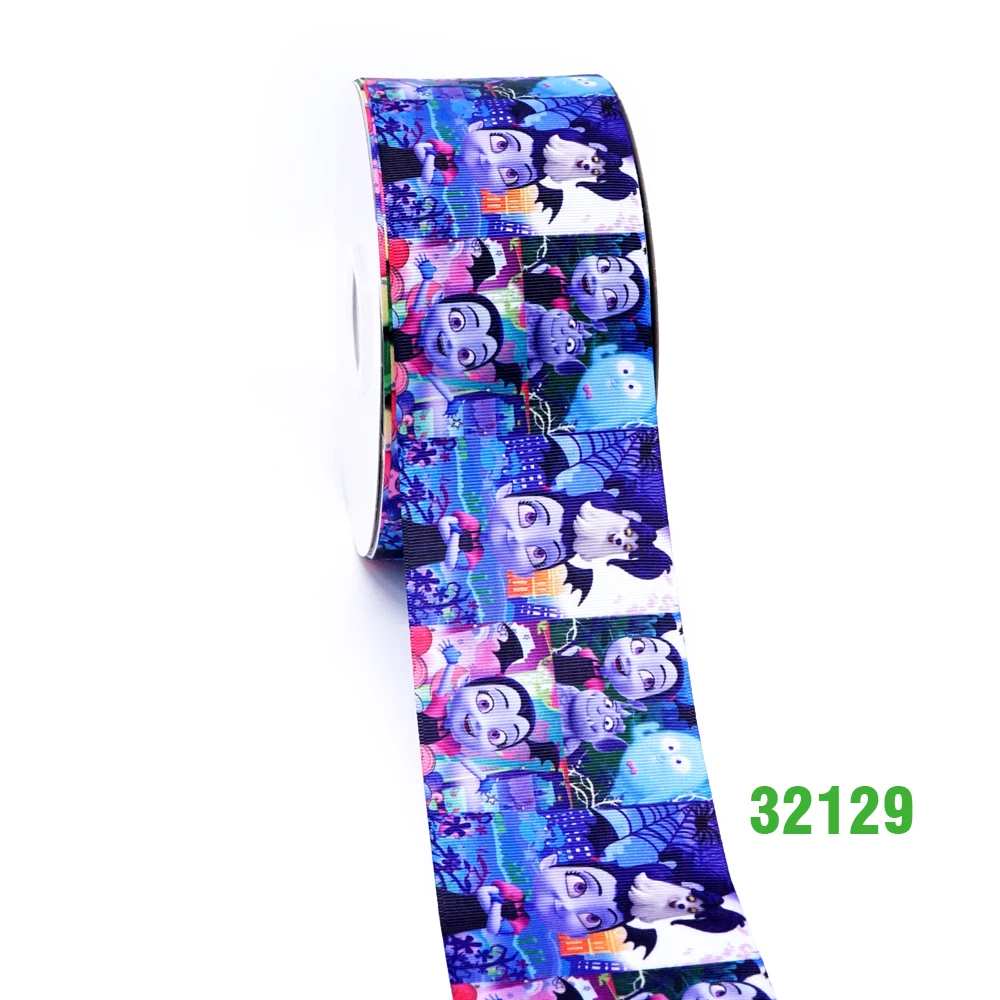 32129 50 ярдов мультфильм напечатанный grosgrain ленты 32187 - Цвет: 32129
