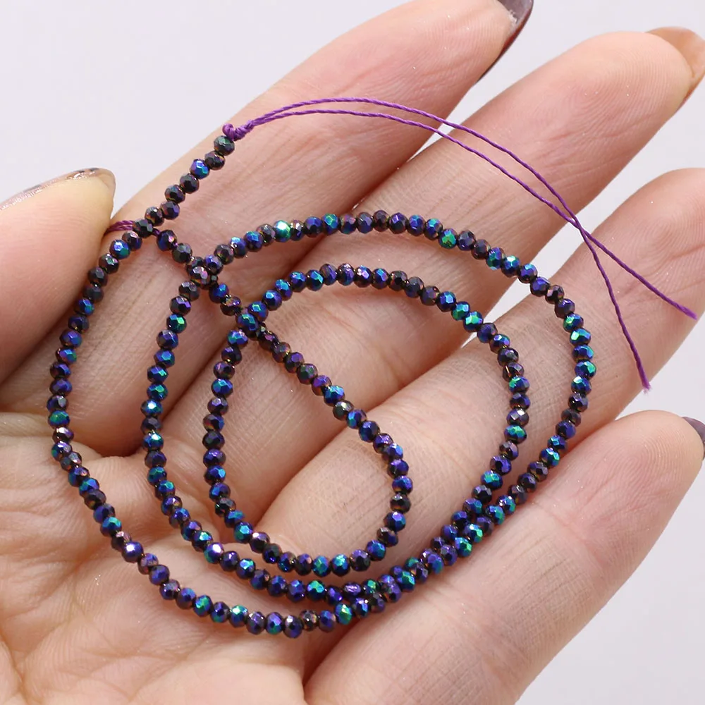

Natural Crystal Color Plated Faceted Small Beads Beige Purple Green Beads DIY for Making Jewelry Accessories-Length 38cm