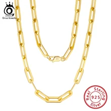 ORSA Jewelry – collier en argent Sterling 925 plaqué or 14K pour hommes et femmes, véritable chaîne à maillons de 6/9, 3 ou 12mm, SC39