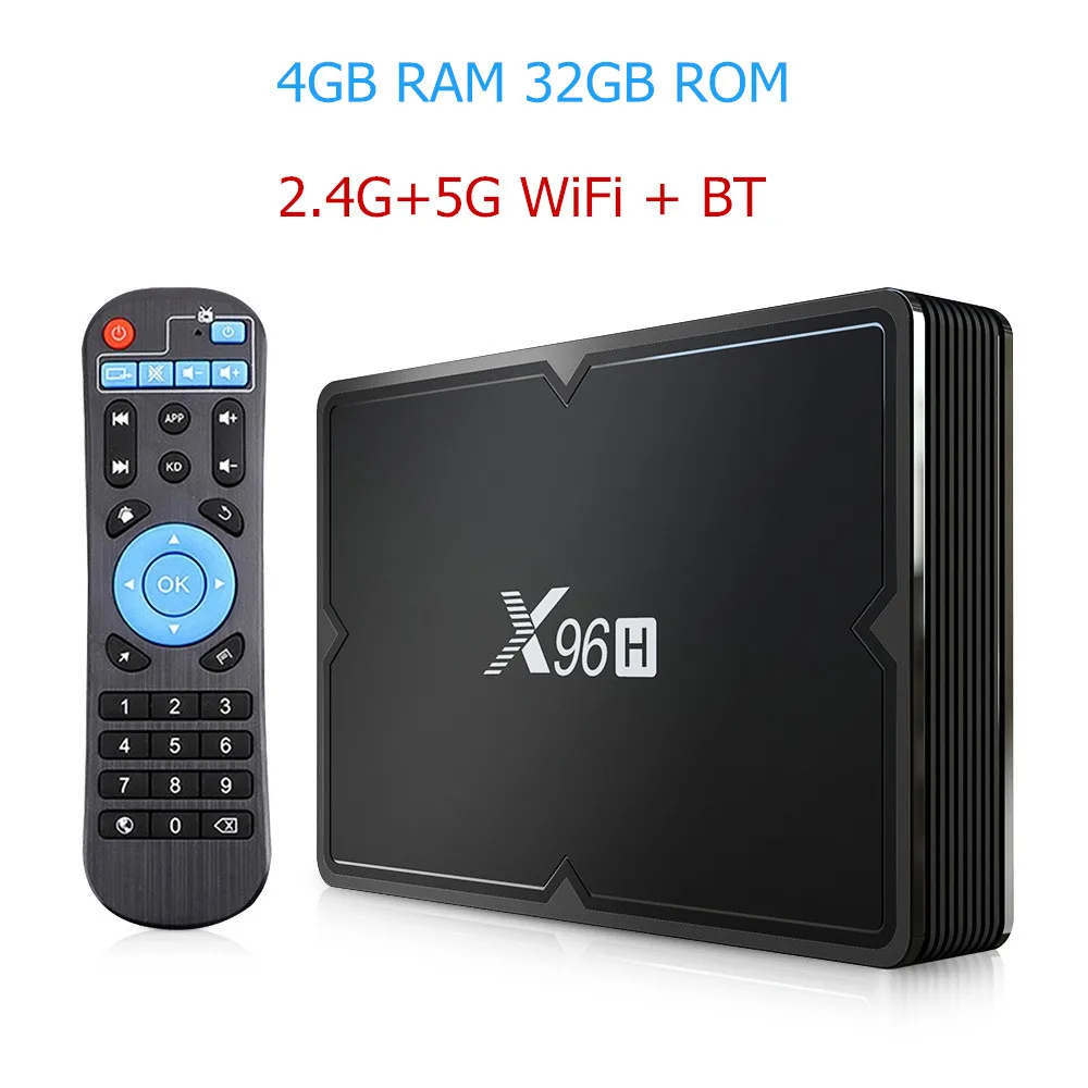 4GB 32GB X96H Smart tv BOX Android 9,0 2 ГБ/4 ГБ ОЗУ 16 Гб/32 ГБ/64 Гб ПЗУ четырехъядерный ARM Cortex-A53 6 к двойной WiFi BT приставка медиаплеер - Цвет: 4GB 32GB