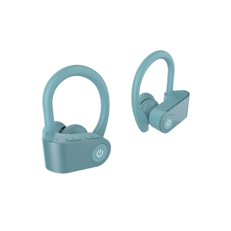 Caletop TWS, беспроводные наушники для бега, спортивные Bluetooth наушники с микрофоном, ушные крючки, наушники, Автоматическое Сопряжение, снижение уровня шума - Цвет: Темно-зеленый