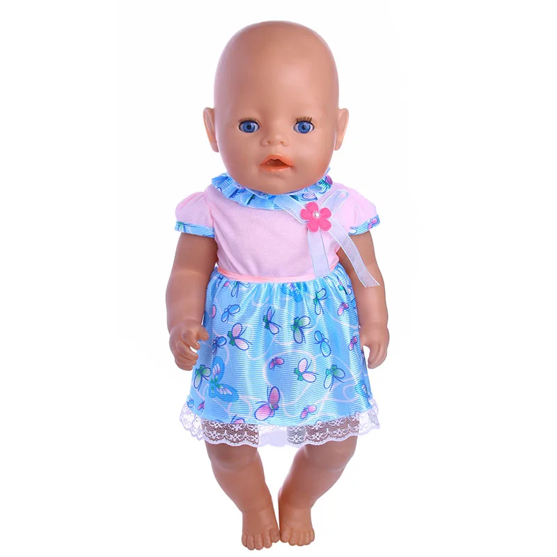 Модный принт платье Fit 18 дюймов 43 см для ухода за ребенком для мам малышей Аксессуары для кукол, лучший рождественский подарок для детей