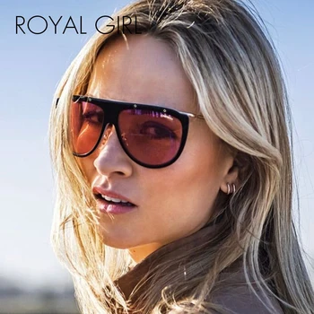 

ROYAL GIRL New Arrival 2020 Oversized Women Sunglasses Trend Rivet Metal Leg Sun Glasses Luxury Brand gafas de sol mujer ss130