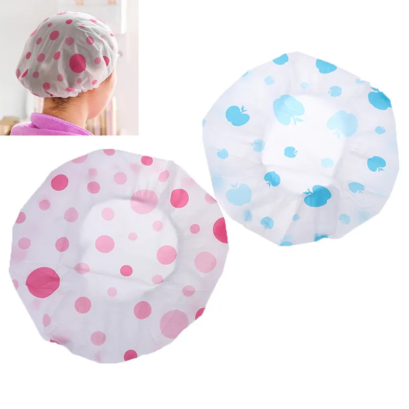 1 Pcs Waterproof Shower Cap Thicken Saunas Bath Hat Kids Hair Bathing Cap For Women Kids Hair Protective Cap Random