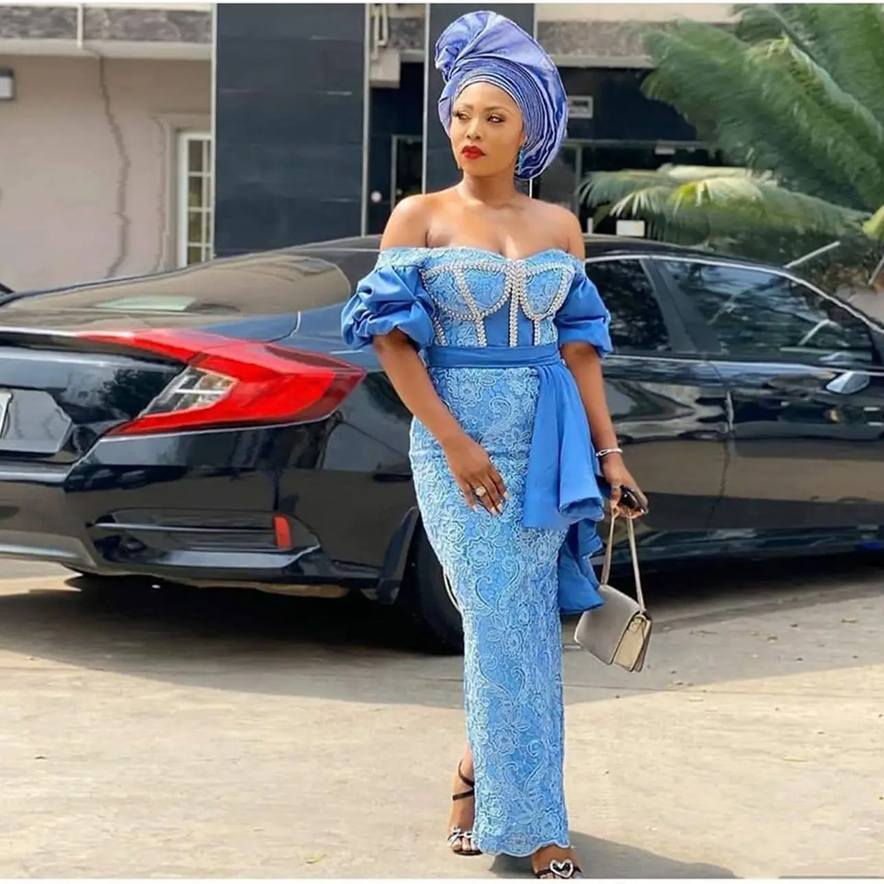 Shoulder Prom Dresses Aso Ebi Style 