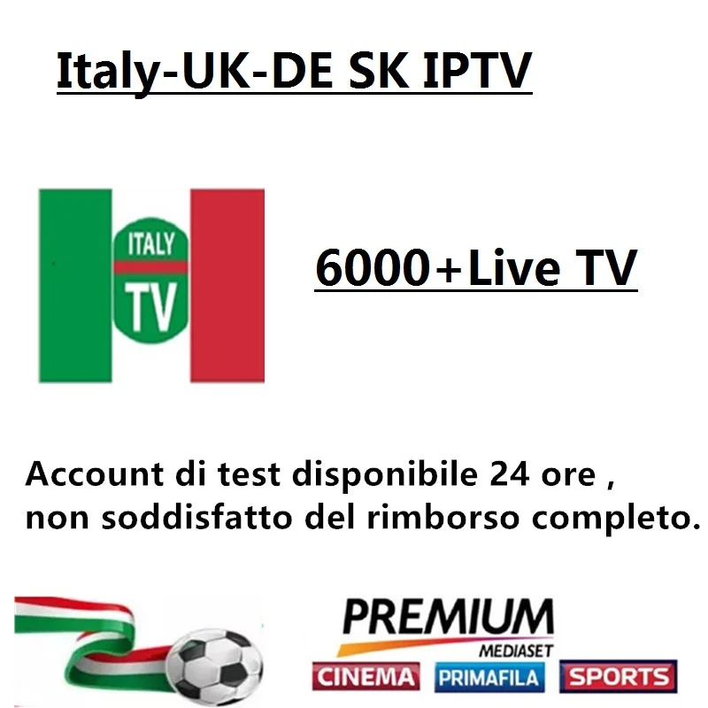 

Italy IPTV M3U subscription IPTV for 6000+channels mediaset premium NO FREEZE support Android ios smart tv
