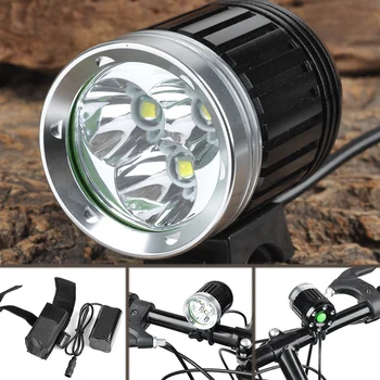 

3000lm 4-Mode White Bike Light Black + Silver Headlamp