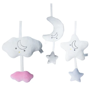

Baby Stroller Plush Clouds/Moon/Star Rattle Wind Chime Toys Infant Crib Musical Doll Hanging Pendant