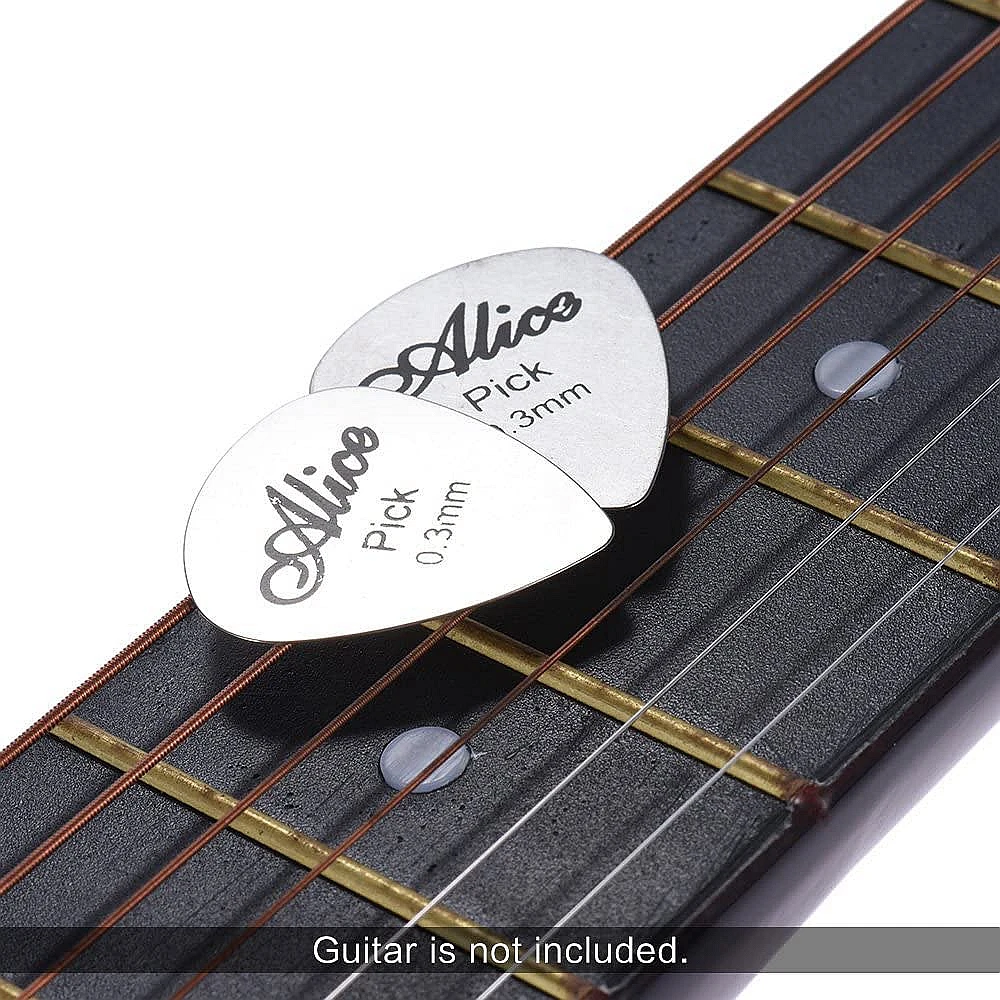50pcs Guitar Metal Picks Alice Guitar Picks for Acoustic Electric Accessories 0.3mm