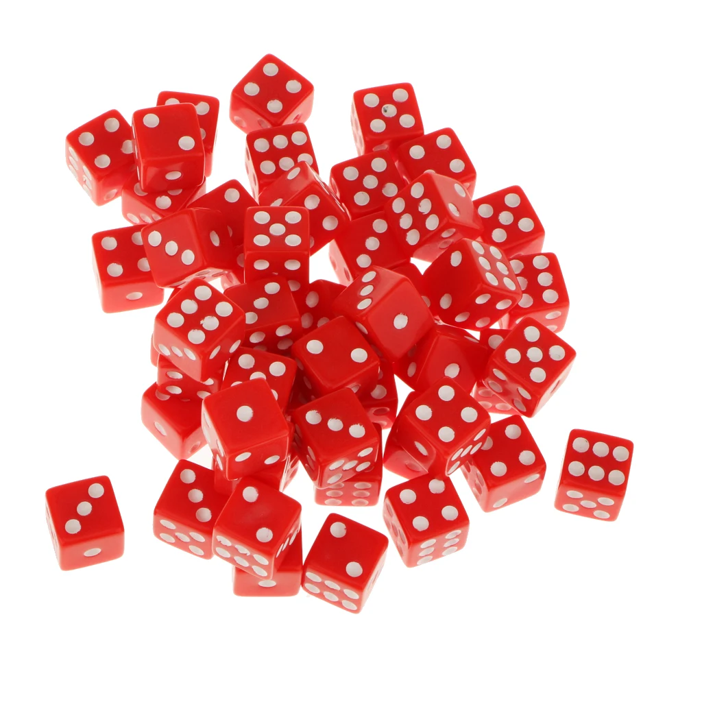 100x Dotted Six Sided D6 Dice Set 12mm Acrylic for Dungeons and Dragons Game