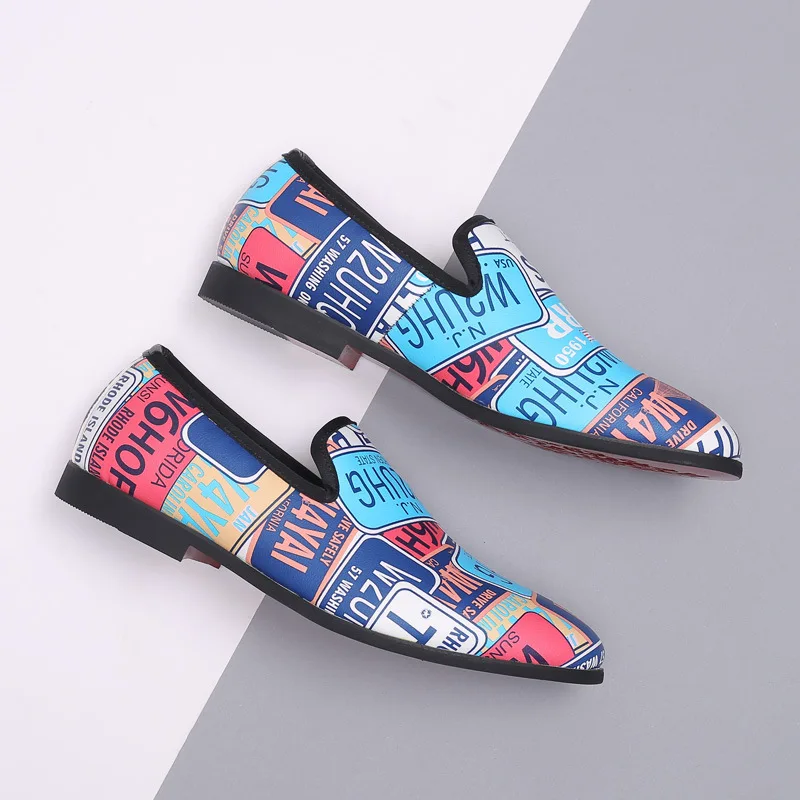 

Popular Men Colorful Loafers New Design Pointed Toe Trend Slip On Men Driving Flats Plus Size 38-48
