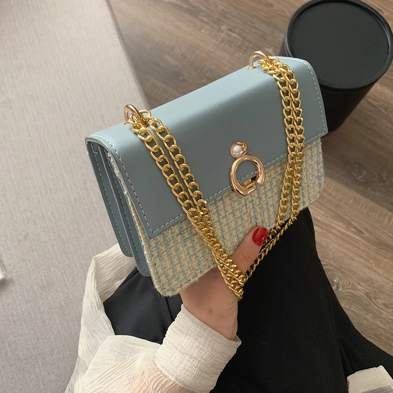 19 CM Blue Элегантный женский манжет мини квадратная сумка Новая высококачественная женская дизайнерская сумка из искусственной кожи с цепочкой - Цвет: 19 CM Blue