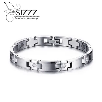 

Fashion Jewelry 8MM Wide Tungsten Steel + Rhinestone Trend Men's Bracelet&Bangles