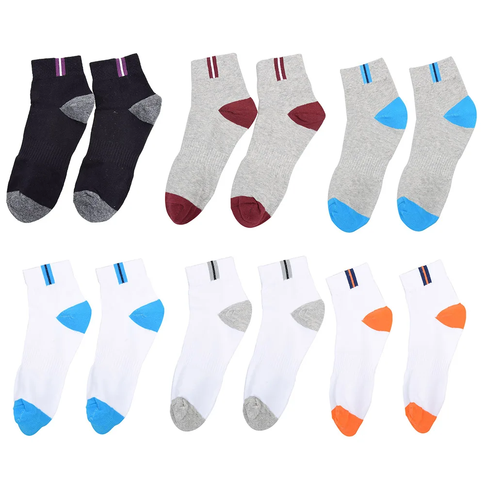 

1pair Socks For Men Autumn Winter Combed Cotton Sweat-Absorbent Breathable And Skin-Friendly Middle Tube Striped Sports