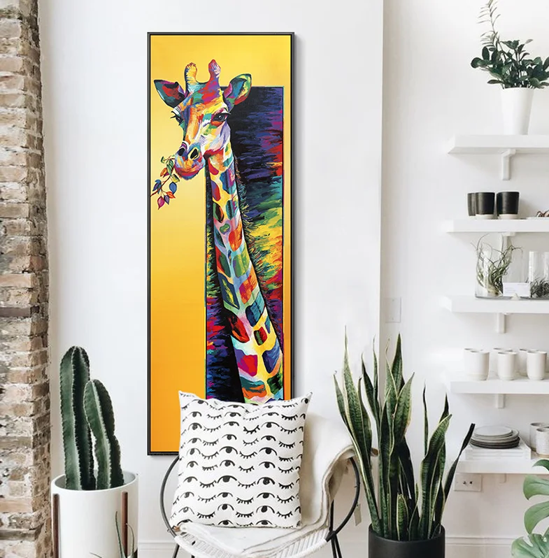 

Colored Giraffe Canvas Poster Minimalist Art Canvas Painting Animal Wall Picture Print Modern Children Living Room Decoration