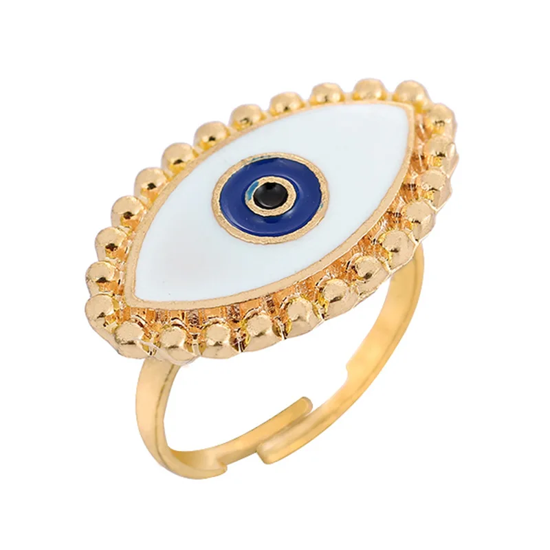 2020 New Adjustable Gold Red Heart blue Evil Eye vintage punk Rings for women female popular cute evil eye love heart gold ring | Украшения