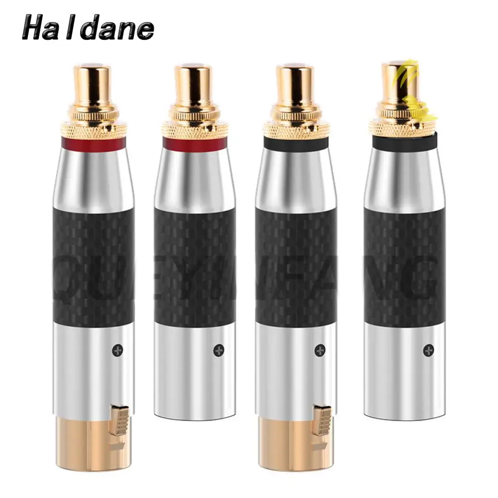 

Haldane 2pcs HIFI Carbon Fiber Gold Plated 3pin XLR Male to RCA Female Adapter 3pin XLR Female to RCA Female Converter DIY