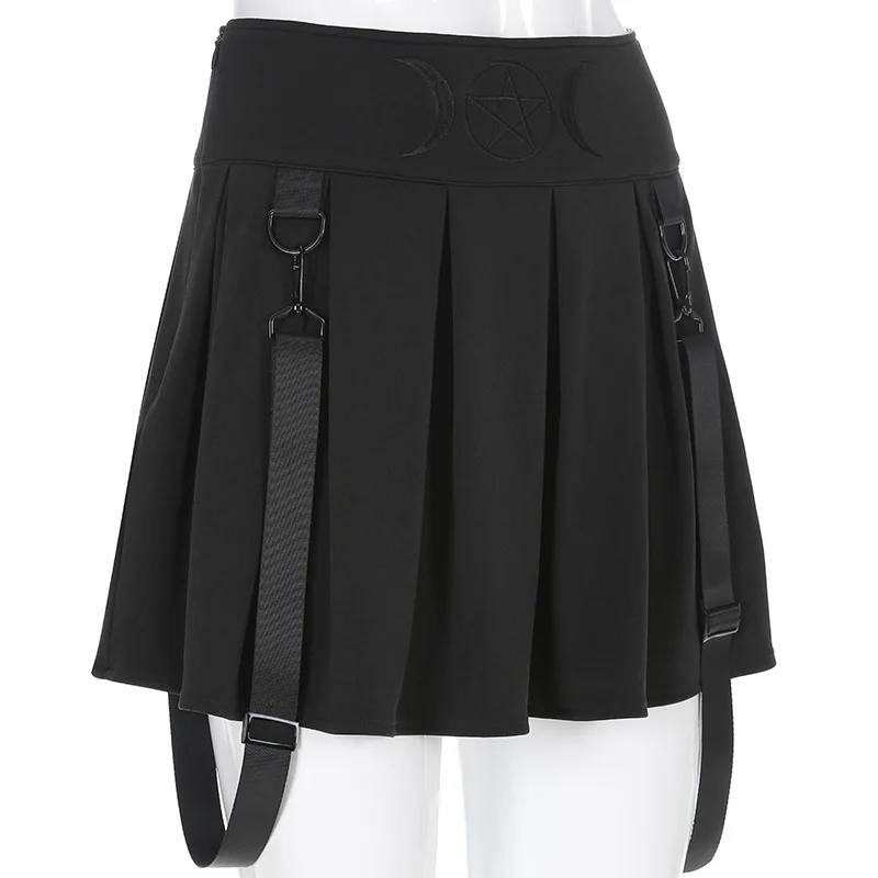 Женские короткие юбки с высокой талией и карманами в японском стиле Харадзюку, модная винтажная клетчатая мини-юбка, плиссированная юбка на лямках