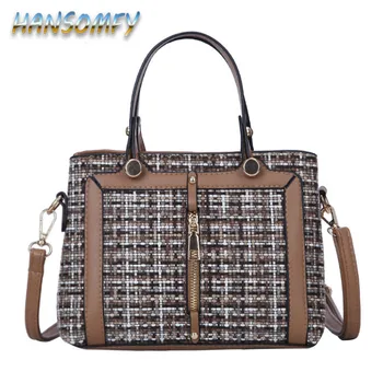 

High Quality Woolen Bags Female Handbag Famous Brand Shoulder Messenger Bag Crossbody Bags For Women Large Capacity 2019 CC-96