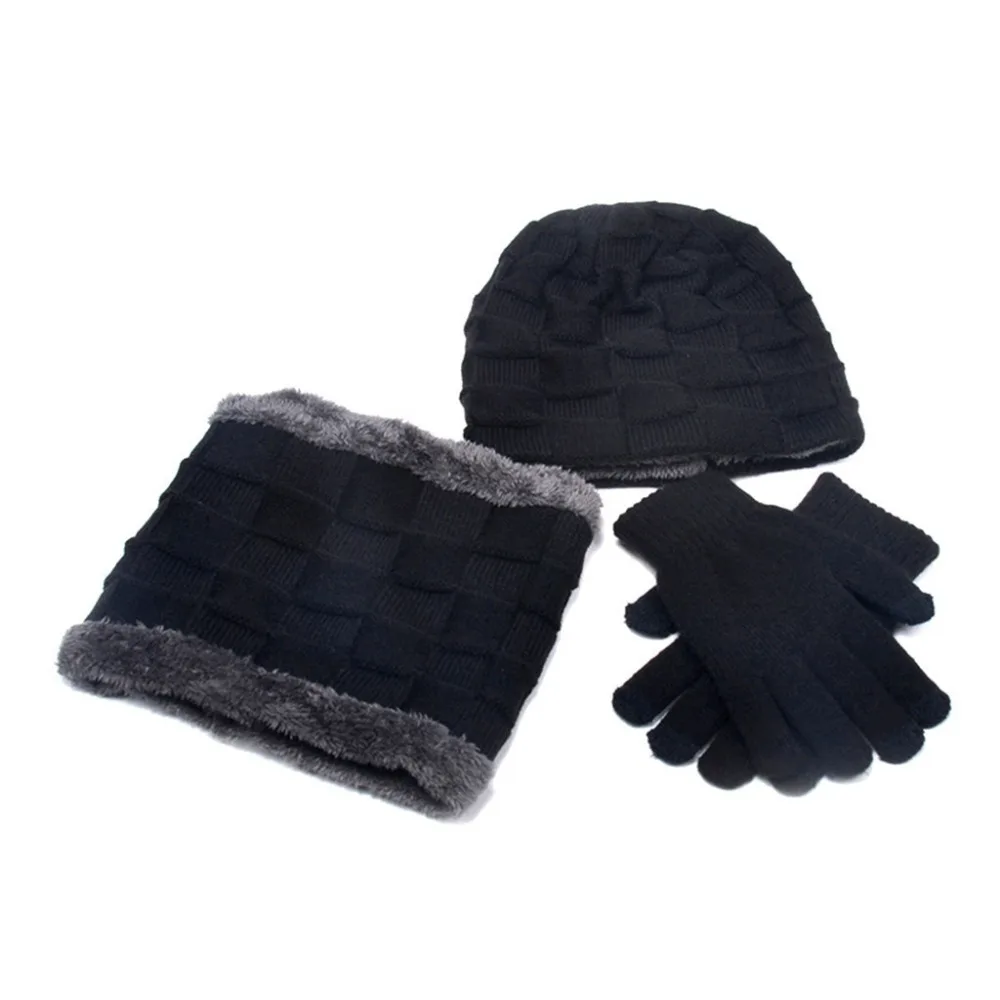Beanies, зимняя шапка, мужская шапка, зимняя шапка, шапка с воротником, набор, плюс бархат, толстая вязаная шапка и глушитель, перчатки, шапка бини, Muts#2O21