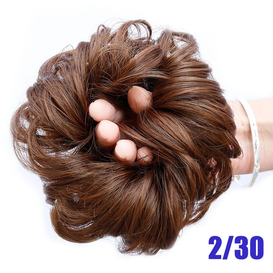 MEIFAN короткая Culry эластичная резинка для волос шиньон синтетические искусственные волосы булочка для женщин волосы канатная Резиновая лента волосы булочки аксессуары - Цвет: 2-30