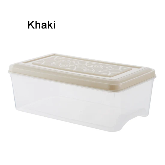 khaki Кухонный Контейнер для хранения, запечатывание коробки для хранения пищи, пластиковый контейнер для свежего горшка, прозрачный герметичный контейнер, набор пластиковой Организации - Цвет: khaki