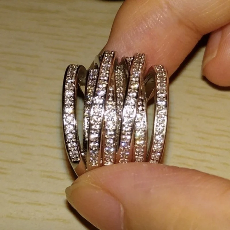 Wedding Ring Luxury fashion female engagement bride love US Size 6-12
