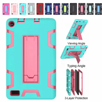 

Amazon Kindle Fire 7 7.0" 2017/2019 Released Multiple Protection Heavy Armor Case With Bracket Hit Color Tablet Cover
