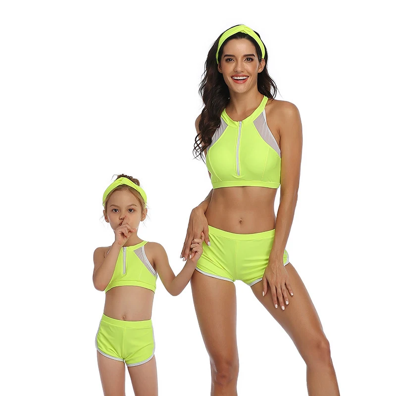 

2020 New Summer Sports Style Family Matching Swimwear Mother Daughter Swimsuit Women Baby Girl Bikini Swimwear Bathing Suit