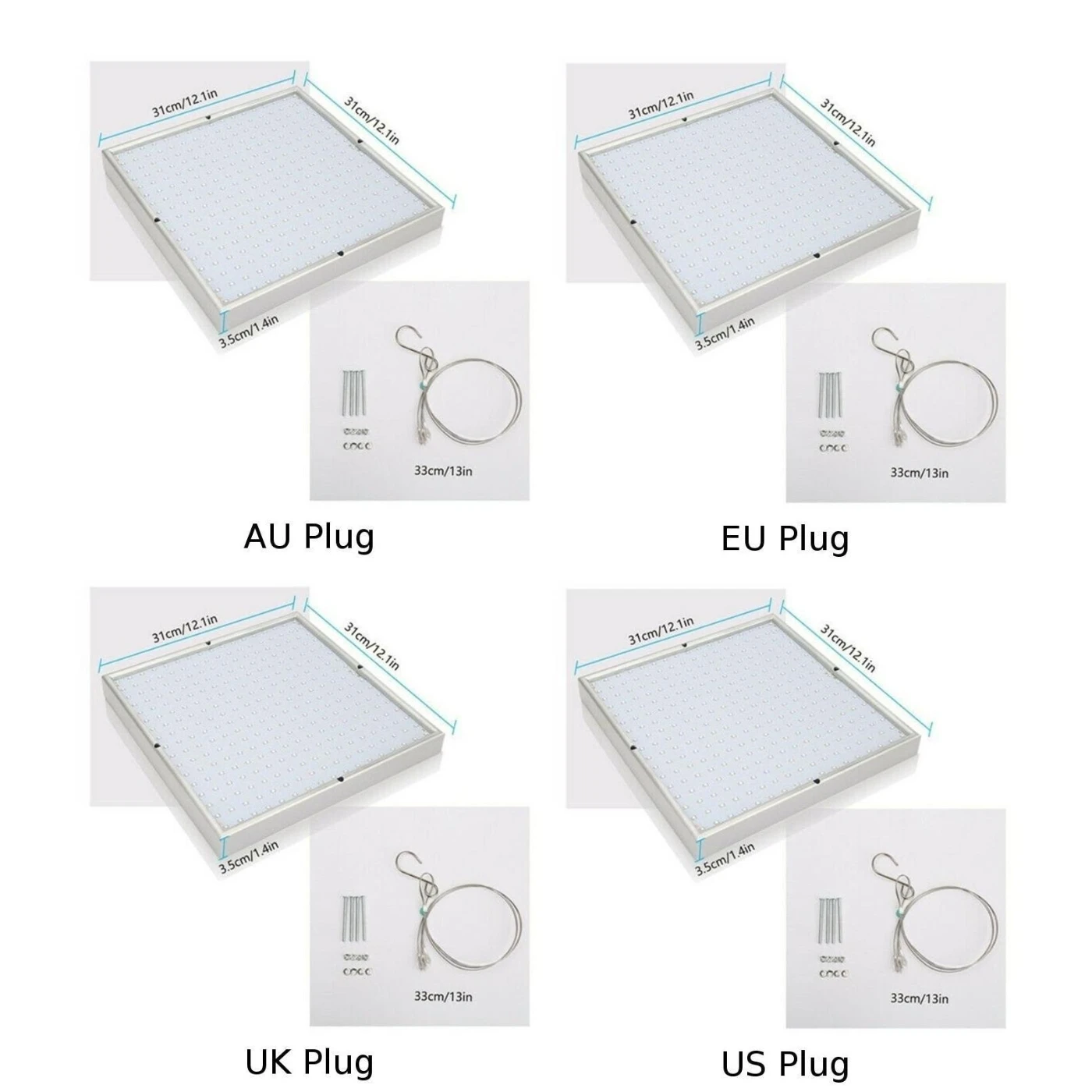 289-LED Plant Grow Light Lamp Greenhouse Garden Hydroponic Full Spectrum Hanging Kit Power Cord Wavelength