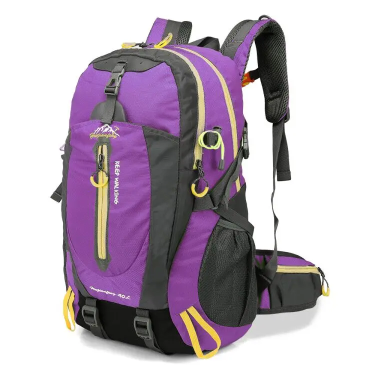 Purple 40L Водонепроницаемый рюкзак для скалолазания, рюкзак 40л, спортивная сумка для улицы, рюкзак для путешествий, походный рюкзак, Женский походный рюкзак для мужчин - Цвет: Purple 40L