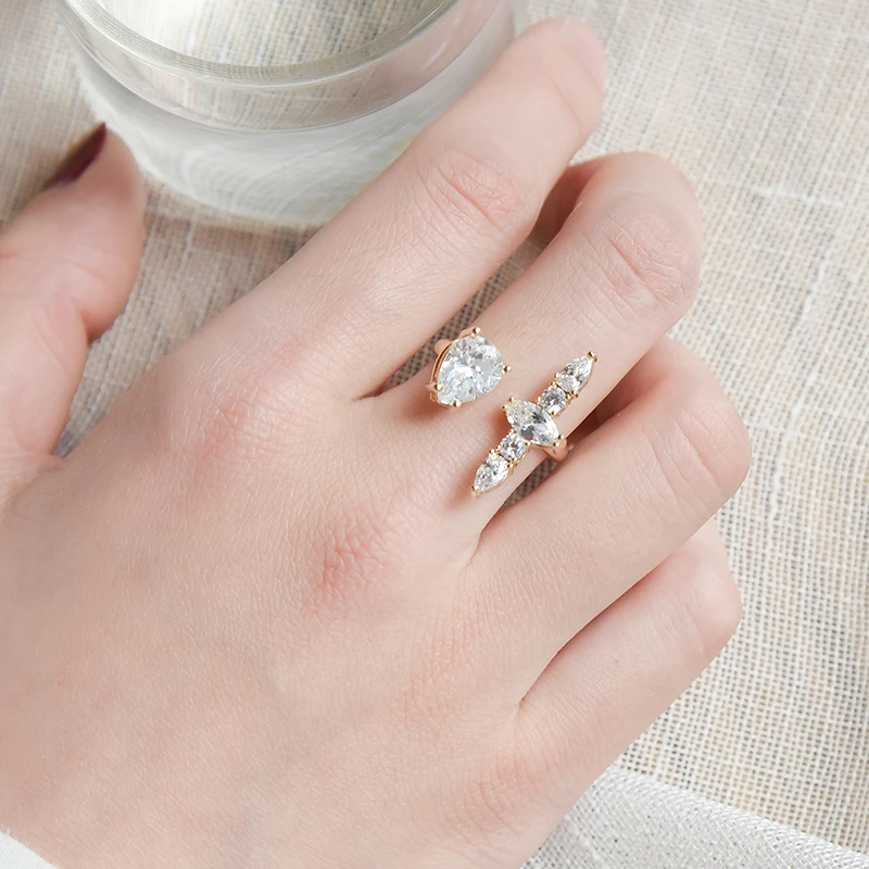 Rhinestone Adjustable Ring Women's Wedding Party Opening Ring Jewelry