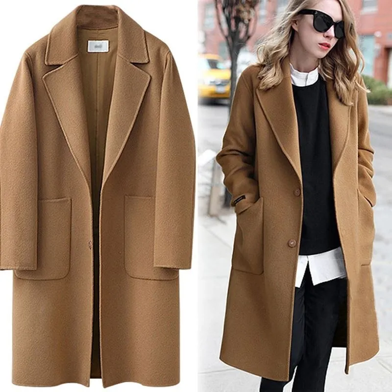 Koop Plus Size Vrouwen Jas Wol Vrouwen Elegante Vrouwen Blend Jas Losse Wollen Jas Koreaanse Casual Jas Mode Herfst Winter vrouwelijke jas