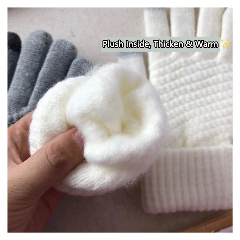 Winter Touch Screen Gloves Women Men Warm Stretch Knit Mittens Imitation Wool Full Finger Guantes Female Crochet Thicken M158