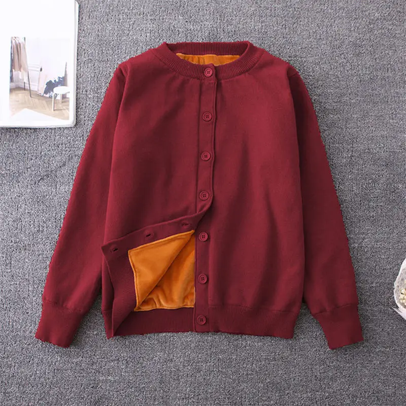 wine red Зимний бархатный вязаный кардиган, женский короткий свитер, куртка, женский джемпер с длинным рукавом, свитера, теплый кардиган, женские топы C3921 - Цвет: wine red