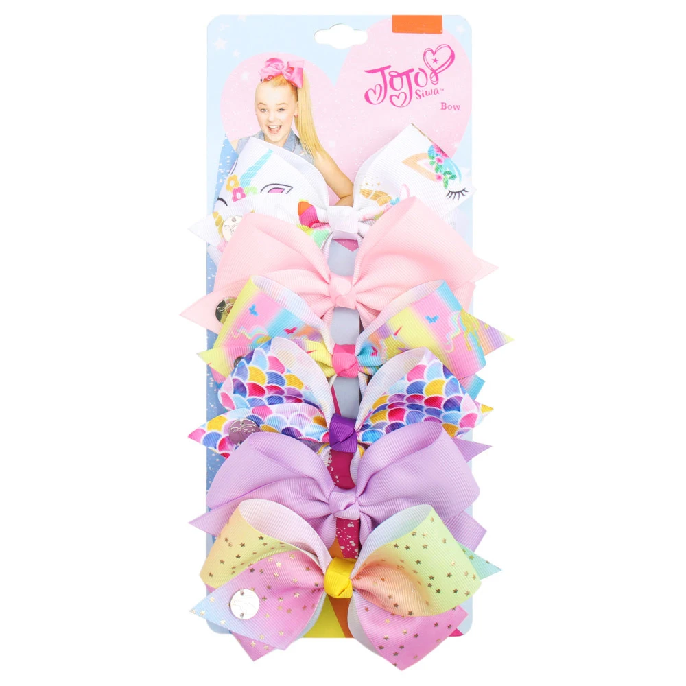 6pcs 1/6 шт./лот JOJO Луки вечерние юбка-пачка для девочек радужных цветов звезды коллекция ручной Изысканная заколка для волос для детей женские аксессуары для волос подарки на день рождения - Цвет: 6pcs