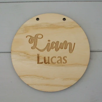 

Personalised Newborn Baby Name Gift Sign Engraved Wooden Baby Name Plaque Wall mount Deco