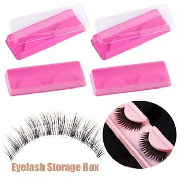 

25/50 Pcs Pink Eyelashes Case Portable Reusable Empty Fake Lashes Storage Box with Eyelash Holder Eyelashes Tray Packaging Box