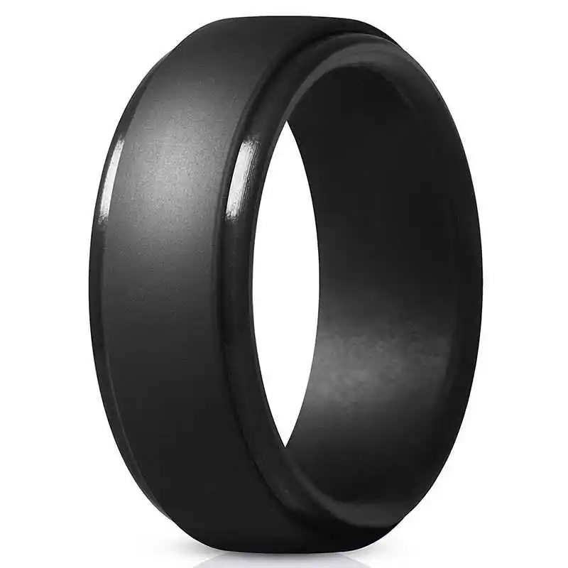 Черный Sports Working Ring Size 7-14 Men's Silicone Wedding Engagement Band Rubber Ring - Цвет основного камня: Черный
