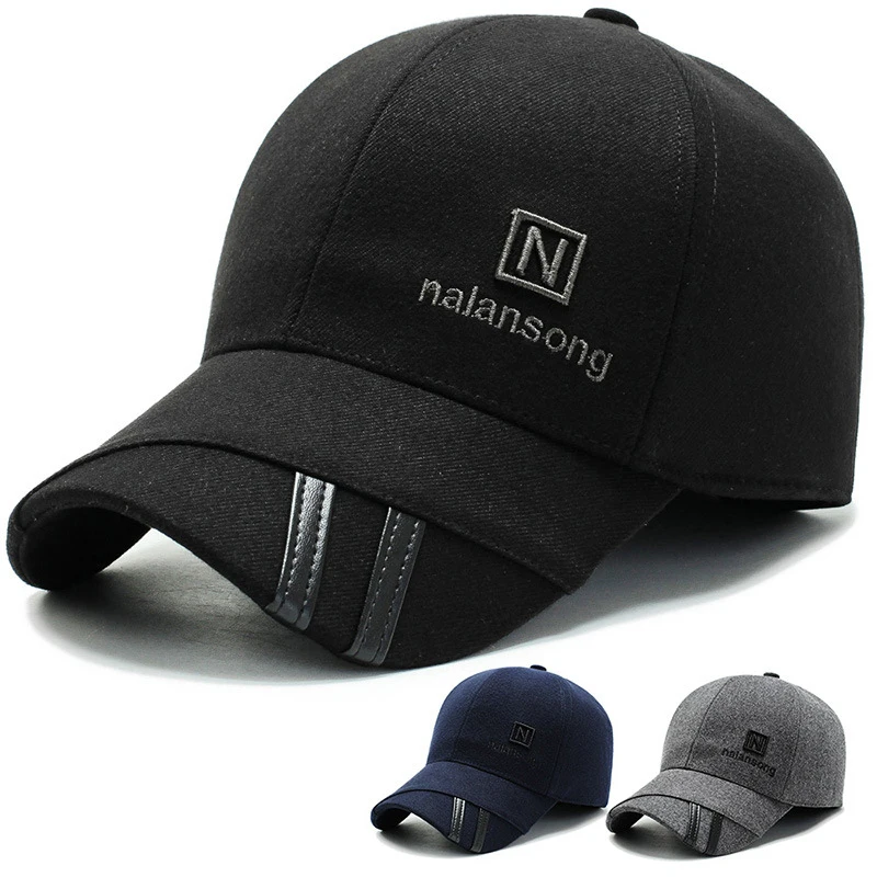 

Autumn And Winter Woolen Warm Baseball Cap Men Plus Velvet Thickening Hat Outdoor Warm Hat With Ear Cap