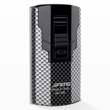 

JIFENG Elegant Metal Windproof Blue Torch Jet Flame Cigar Cigarette Lighter Refillable Cigar Cigarette Lighters For COHIBA