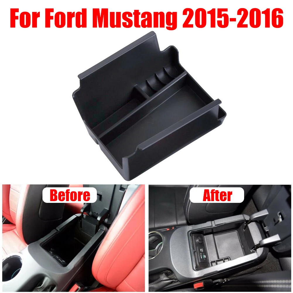 

Car Armrest Secondary Console Storage Box Organizer Tray For Ford Mustang 2015-2016 Car Organizer Storage Auto Products