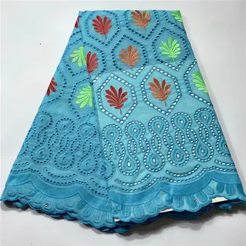 

New Design Pure Cotton African Lace Fabric High Quality Swiss Voile Lace In Switzerland With Stones For Nigerian Wedding dress